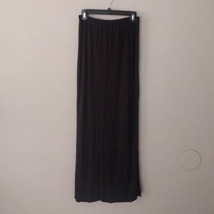 Black maxi skirt with slits.
